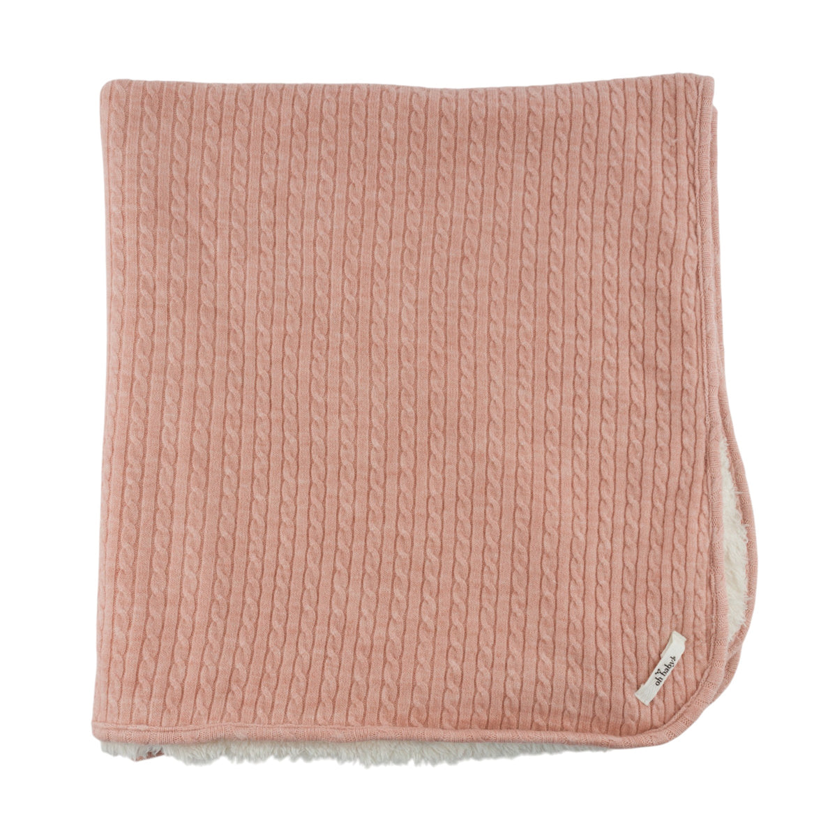 oh baby! Cable Knit Snowdrift Blanket - Pale Pink