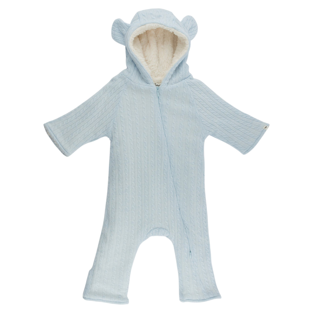 oh baby! Teddy Bunting - Cable Knit - Sky Blue