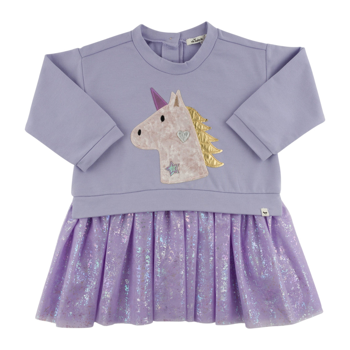 oh baby! Miley Tutu Dress - Unicorn Head Applique - Lavender