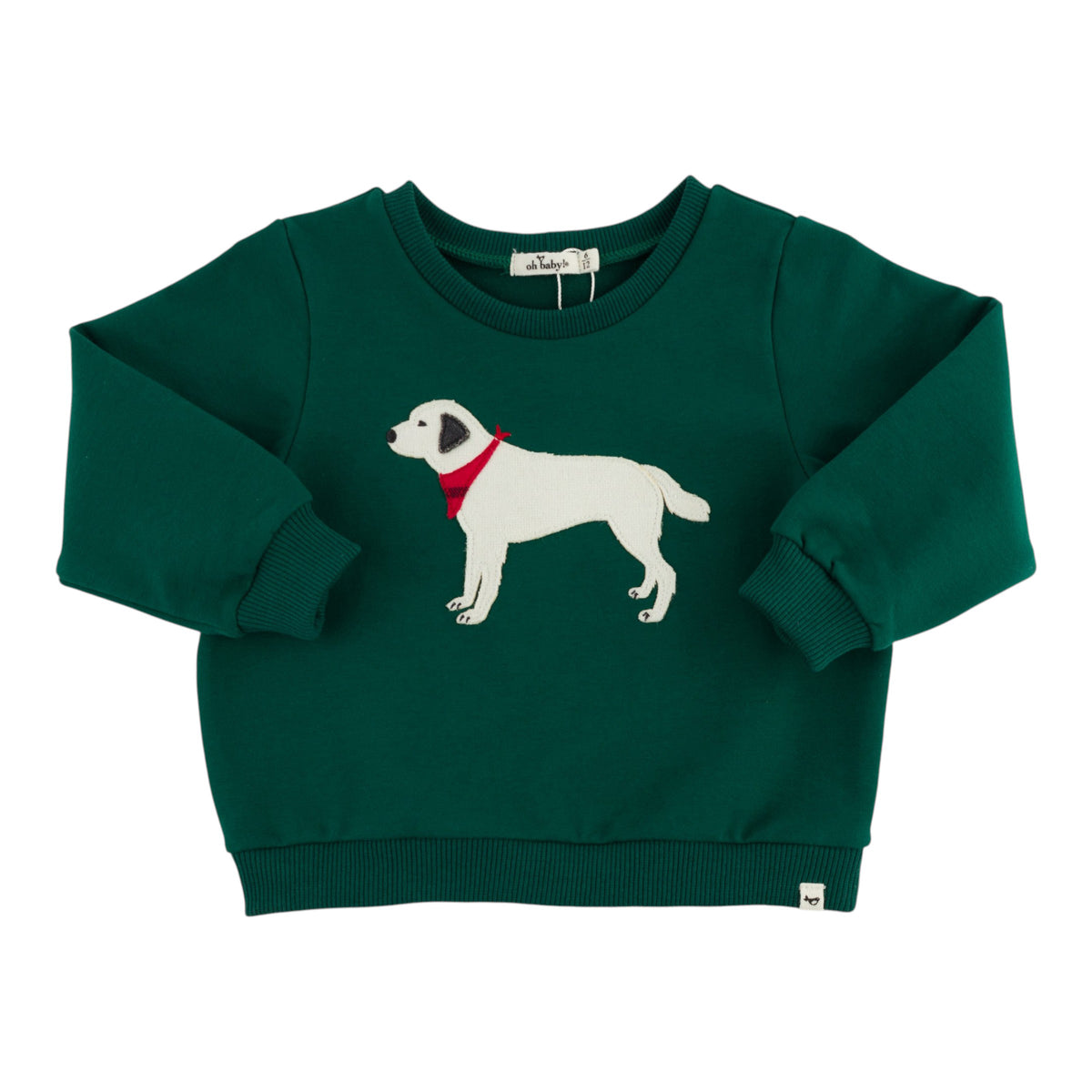 oh baby! Brooklyn Boxy Sweatshirt - English Lab Applique - Forest - front