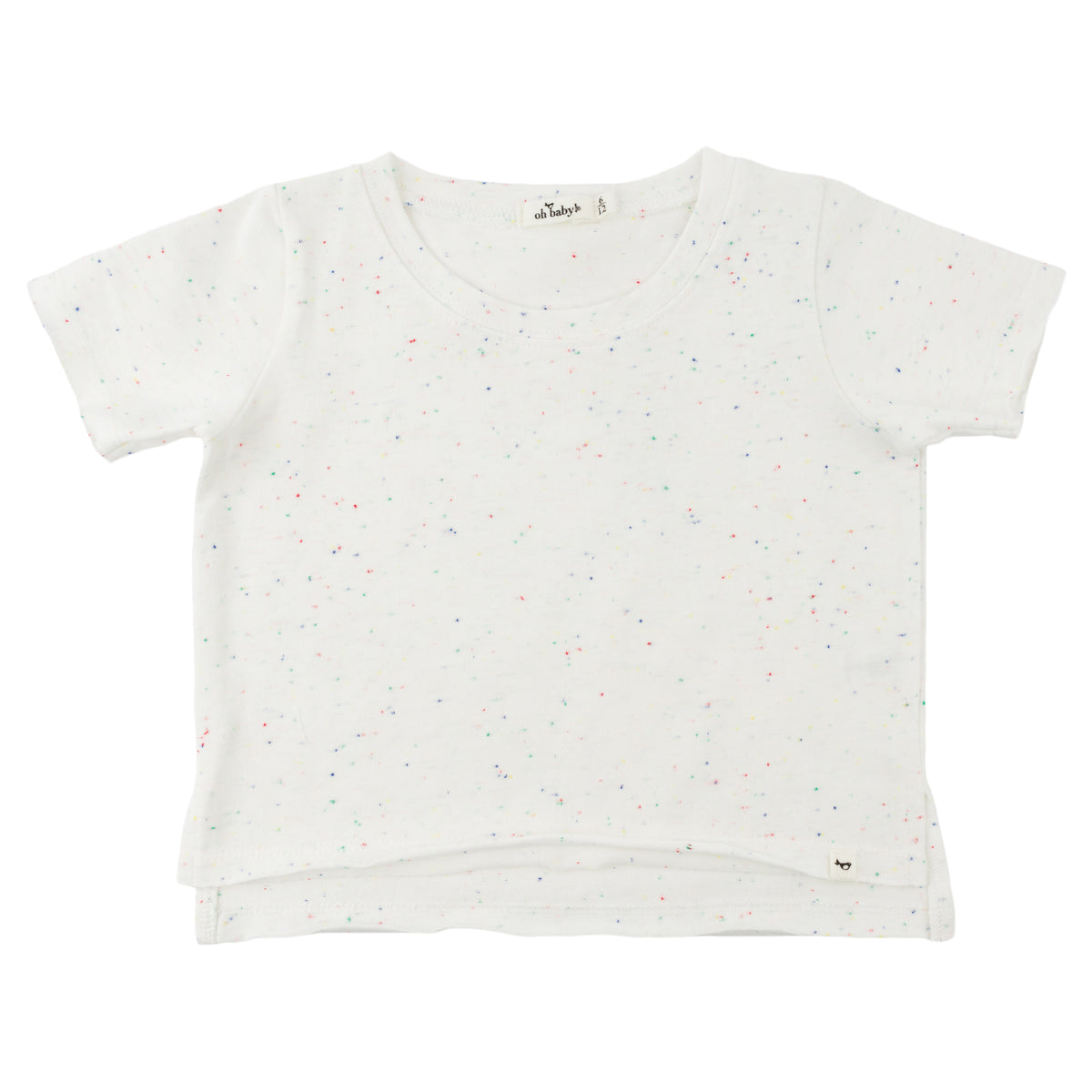 oh baby! Raw Edge Short Sleeve Tee - Confetti - Oyster