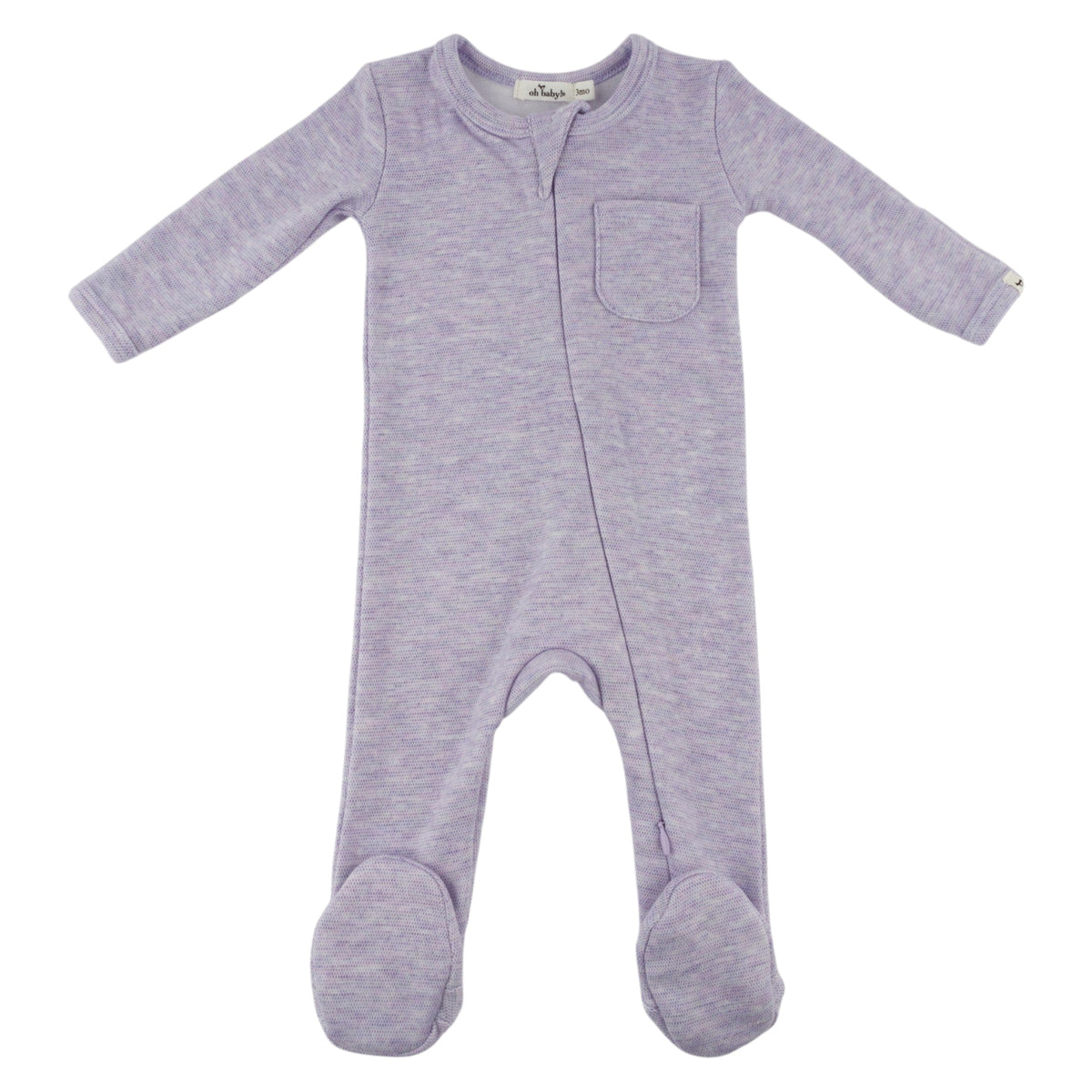 oh baby! Honeycomb Zipper Footie with Pocket - Wisteria