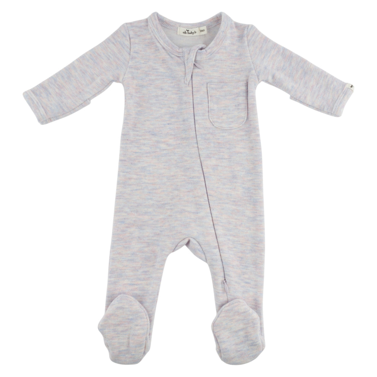 oh baby! Honeycomb Zipper Footie with Pocket - Lilac Rose