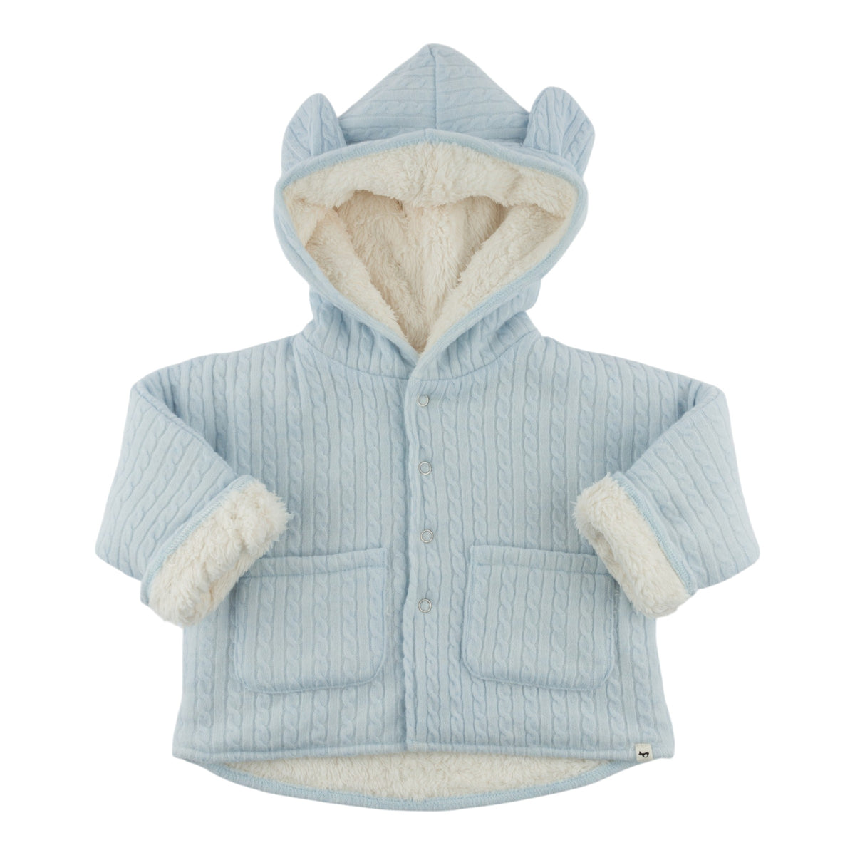 oh baby! Snowdrift Teddy Jacket - Cable Knit - Sky Blue