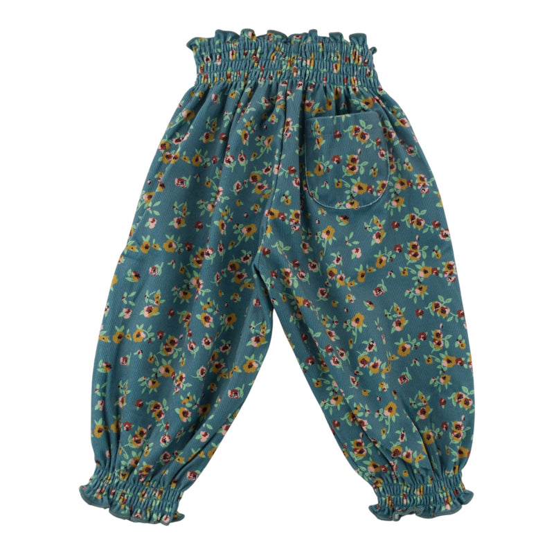oh baby! Olivia Smocked Pant - Harvest Bloom - Teal - Back