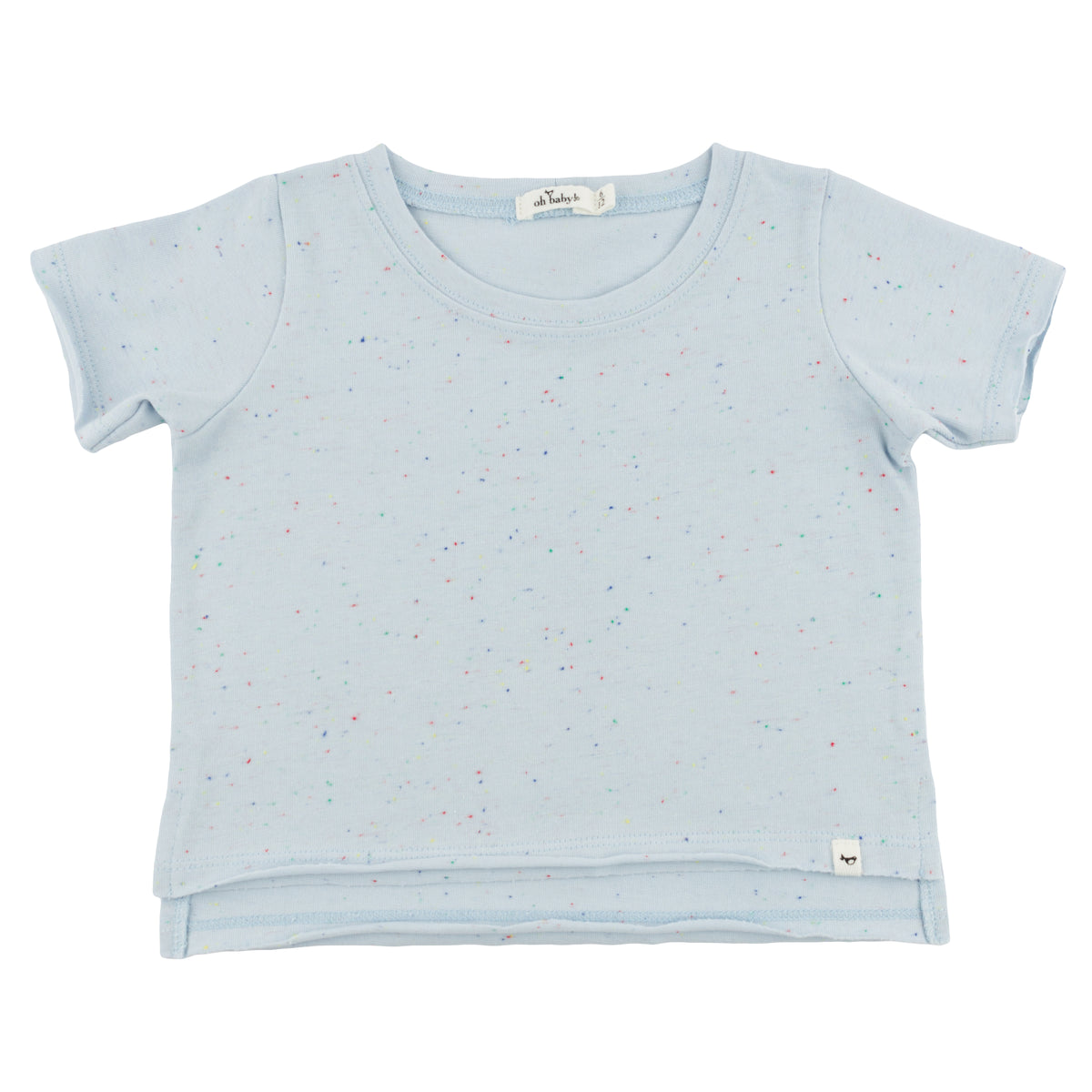 oh baby! Raw Edge Short Sleeve Tee - Confetti - Sky Blue