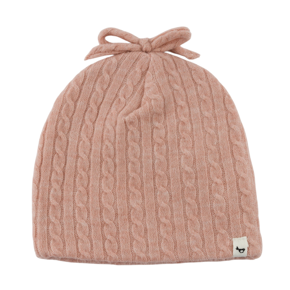 oh baby! Cable Knit Hat with Bow - Pale Pink