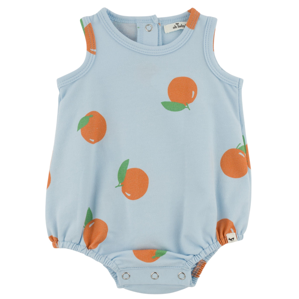 oh baby! Bubble Onesie - Oranges Print - Sky Blue
