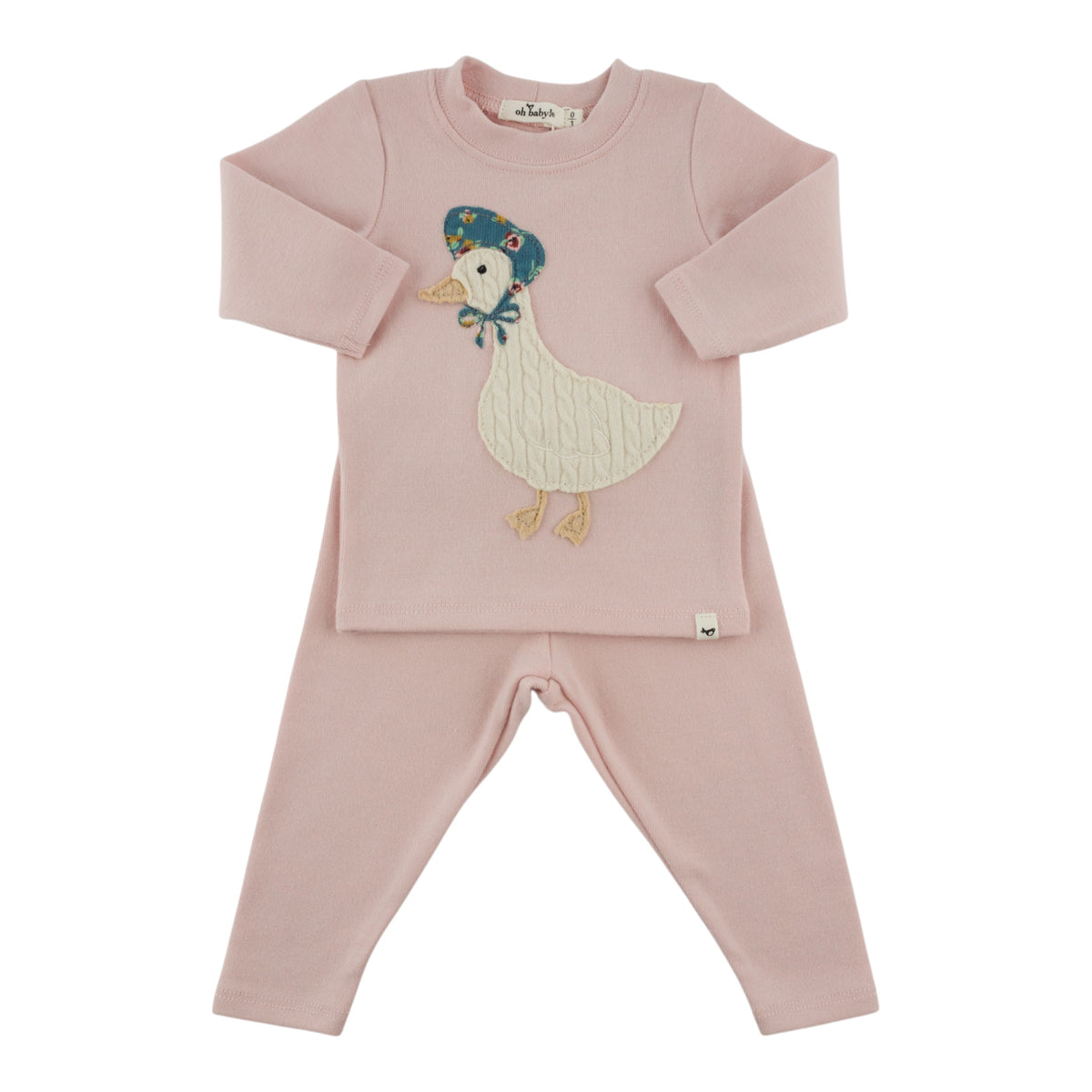 oh baby! Two Piece Set - Mother Goose Applique - Dusty Pink