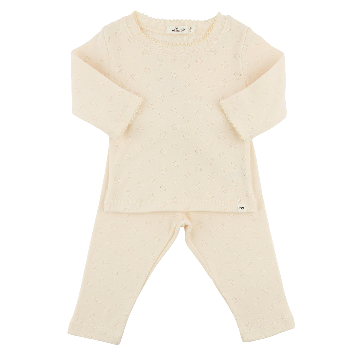 oh baby! Two Piece Set - Pointelle Hearts - Natural