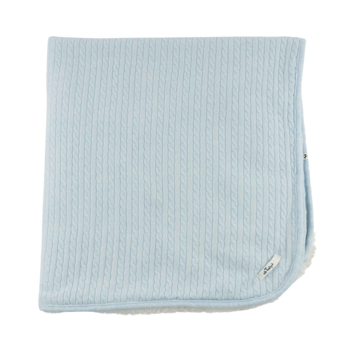 oh baby! Cable Knit Snowdrift Blanket - Sky Blue