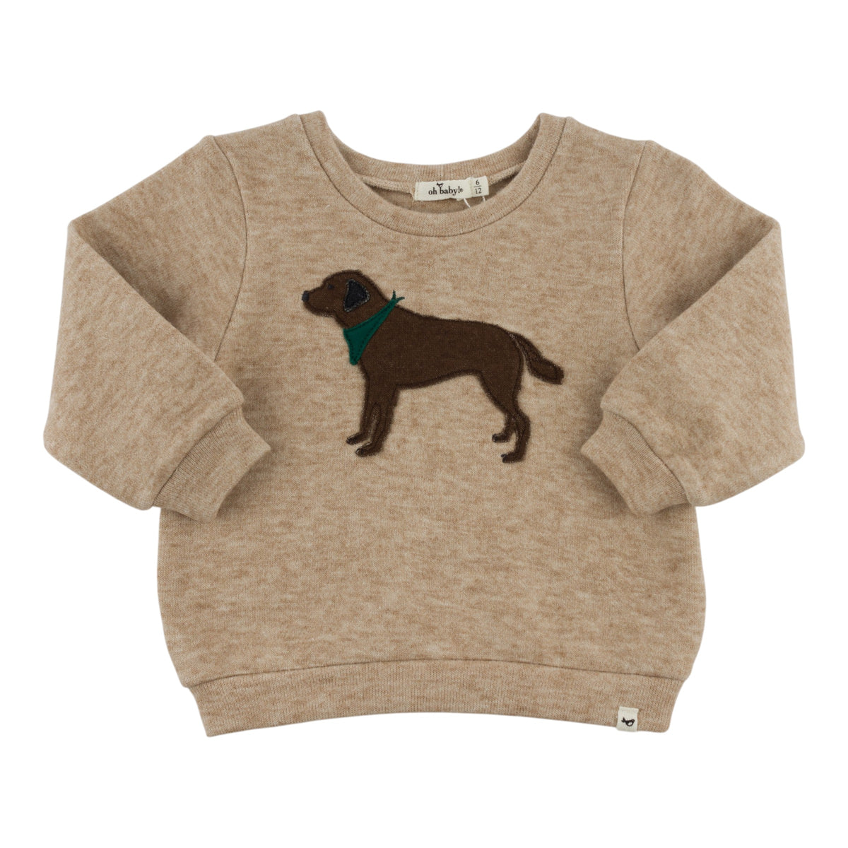 oh baby! Brooklyn Boxy Sweatshirt - Chocolate Lab Applique - Mushroom Heather