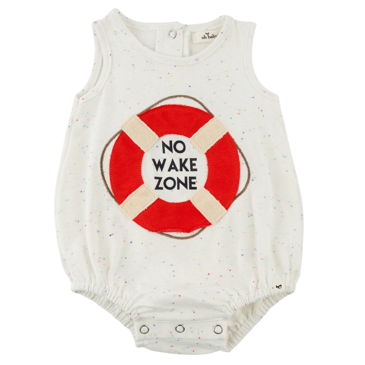 oh baby! Bubble Onesie - "No Wake Zone" Applique - Confetti Oyster
