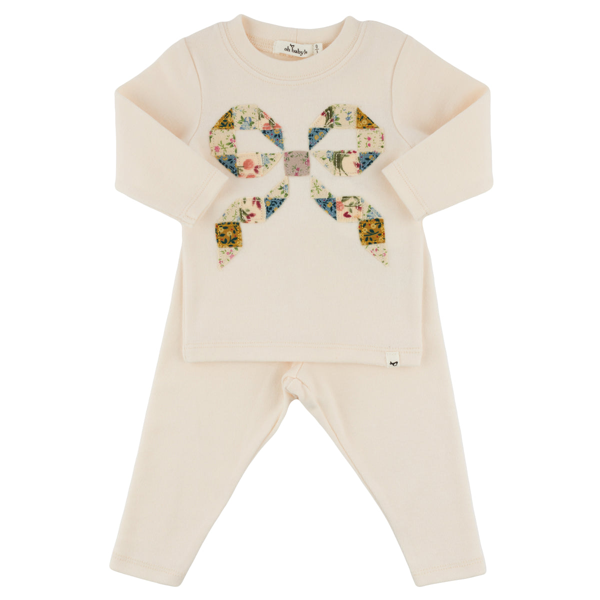 oh baby! Two Piece Set - Floral Quilt Bow - Natural