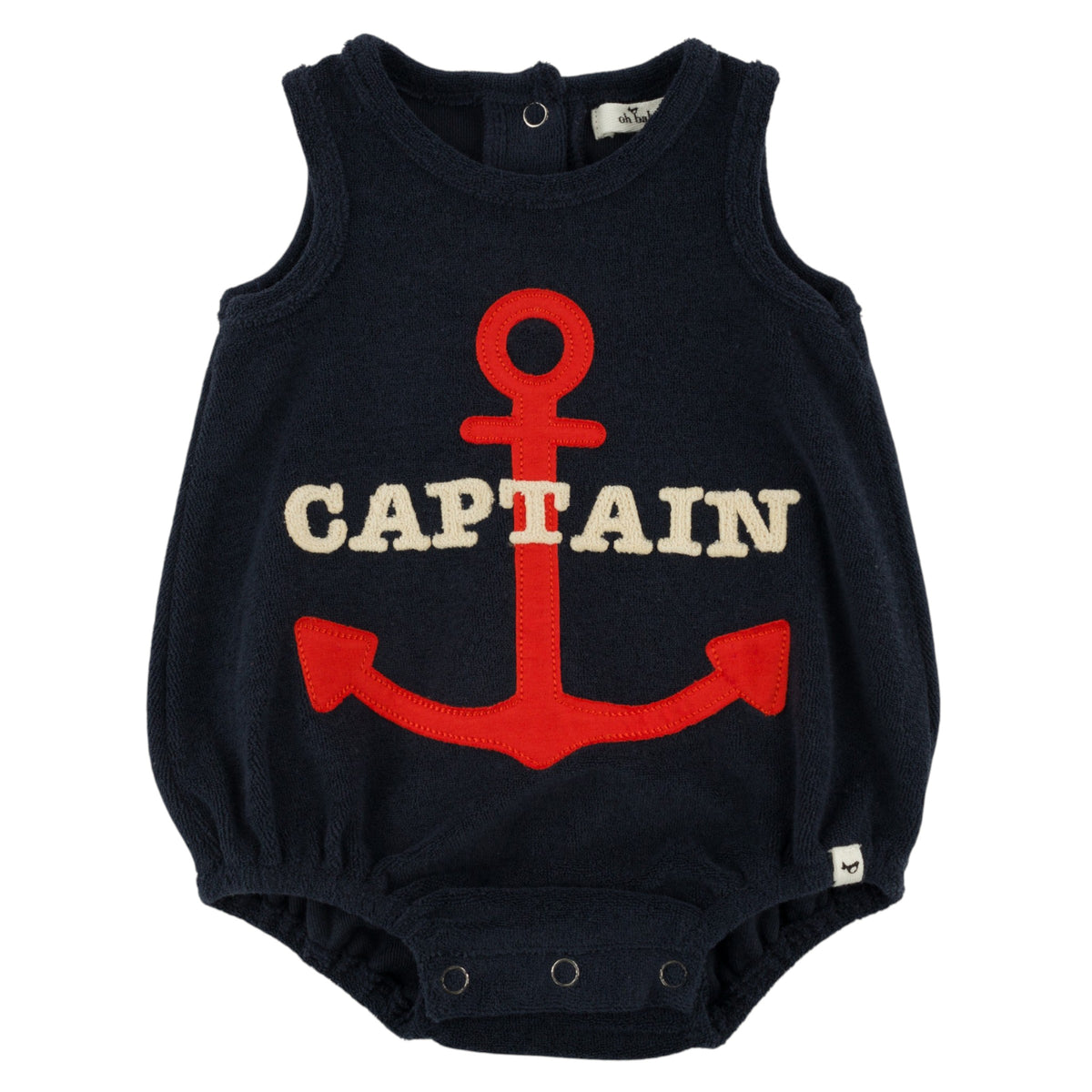 oh baby! Bubble Onesie - Captain with Anchor Applique - Navy