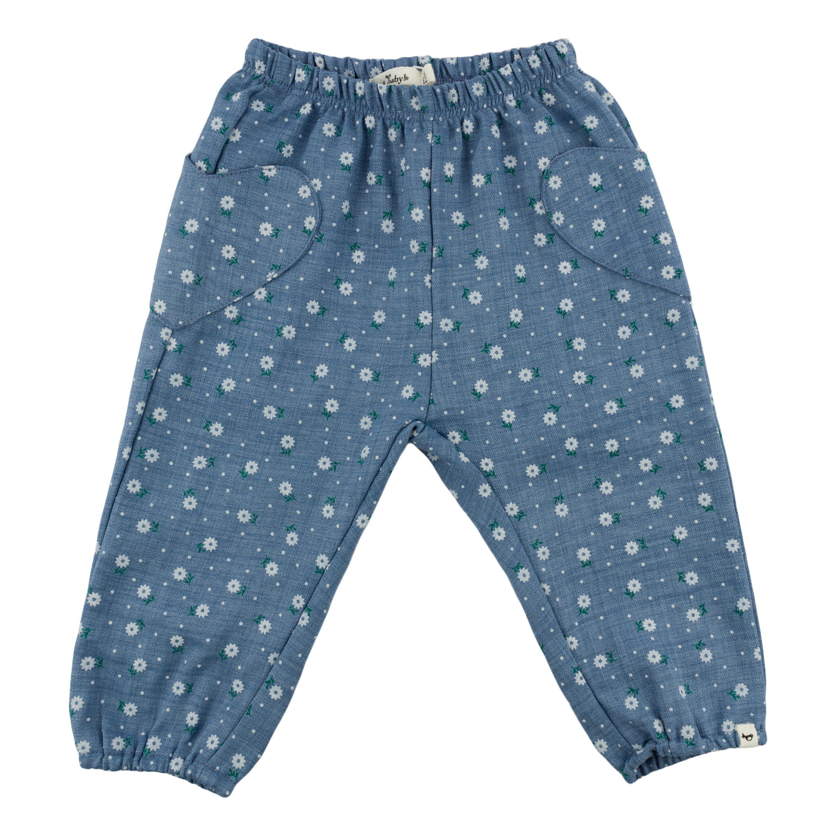 oh baby! Heart Side Pocket Pant - Sunburst Flower Print - Denim