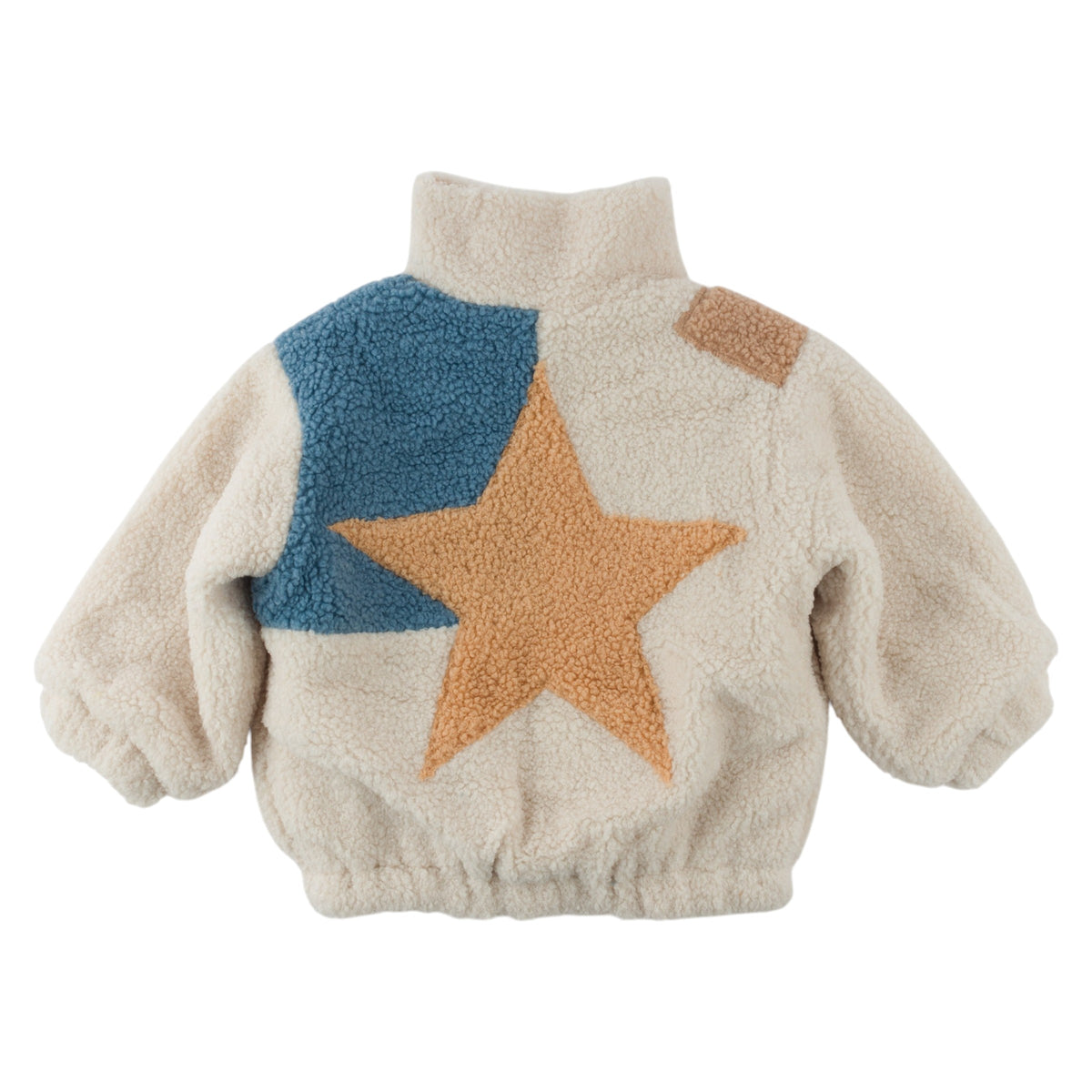 oh baby! Sherpa Patchwork Tahoe Jacket - Star - Natural - Star Applique on Back