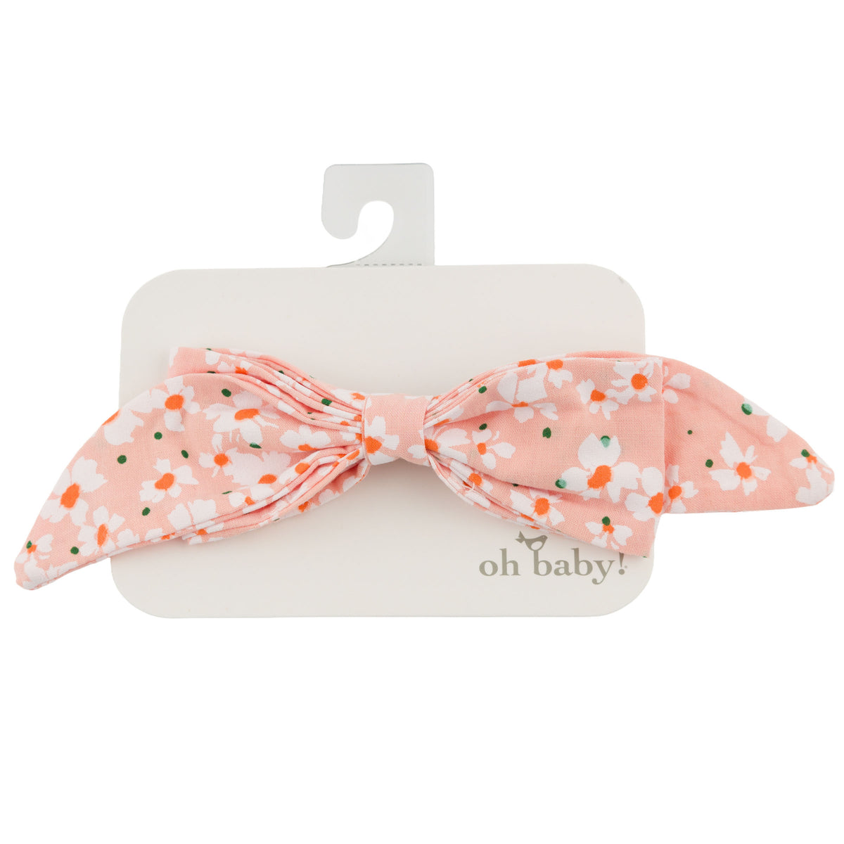 oh baby! Scarlett Bow on Clip - Daisies - Peach