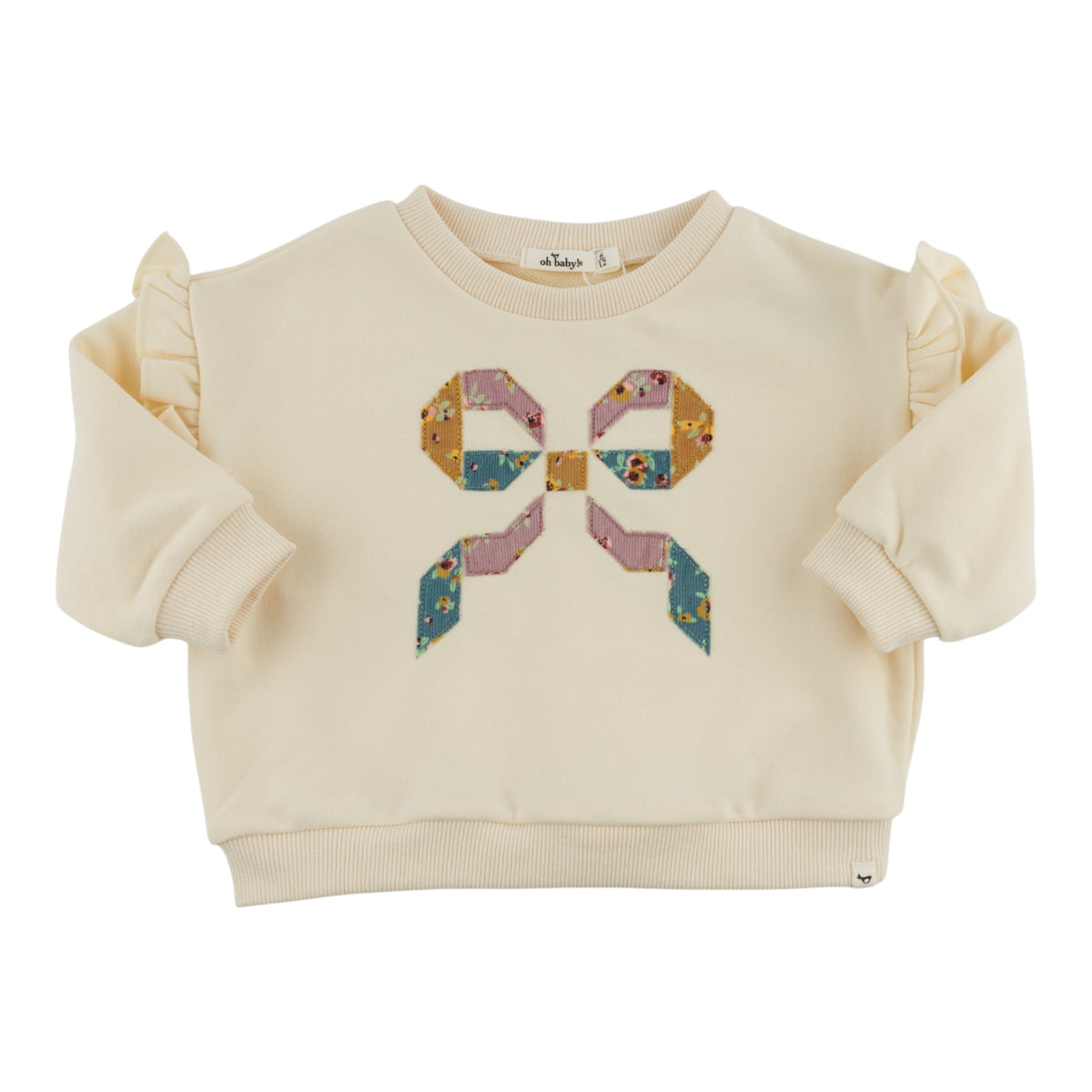 oh baby! Millie Sweatshirt - Harvest Bloom Quilted Bow - Sugar Cookie