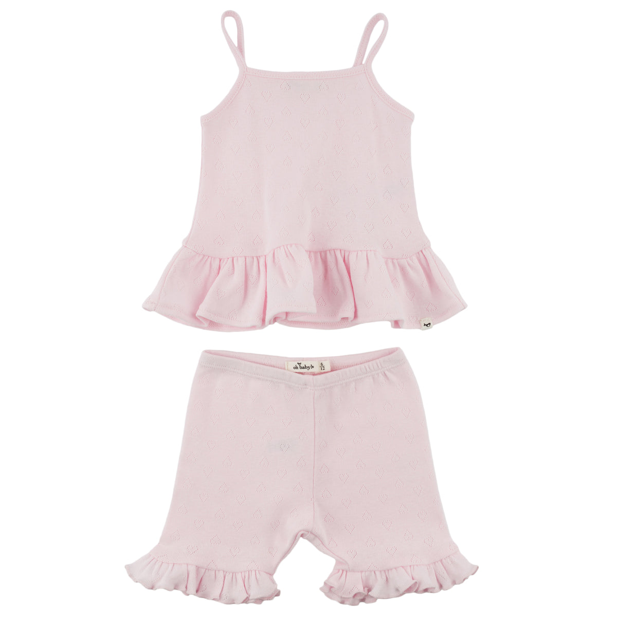 oh baby! Capri Tank Top and Shorts Set - Hearts Pointelle - Pale Pink