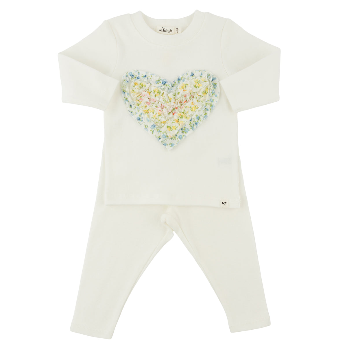 oh baby! Two Piece Set - Poppy Sprig Ruffle Heart - Cream