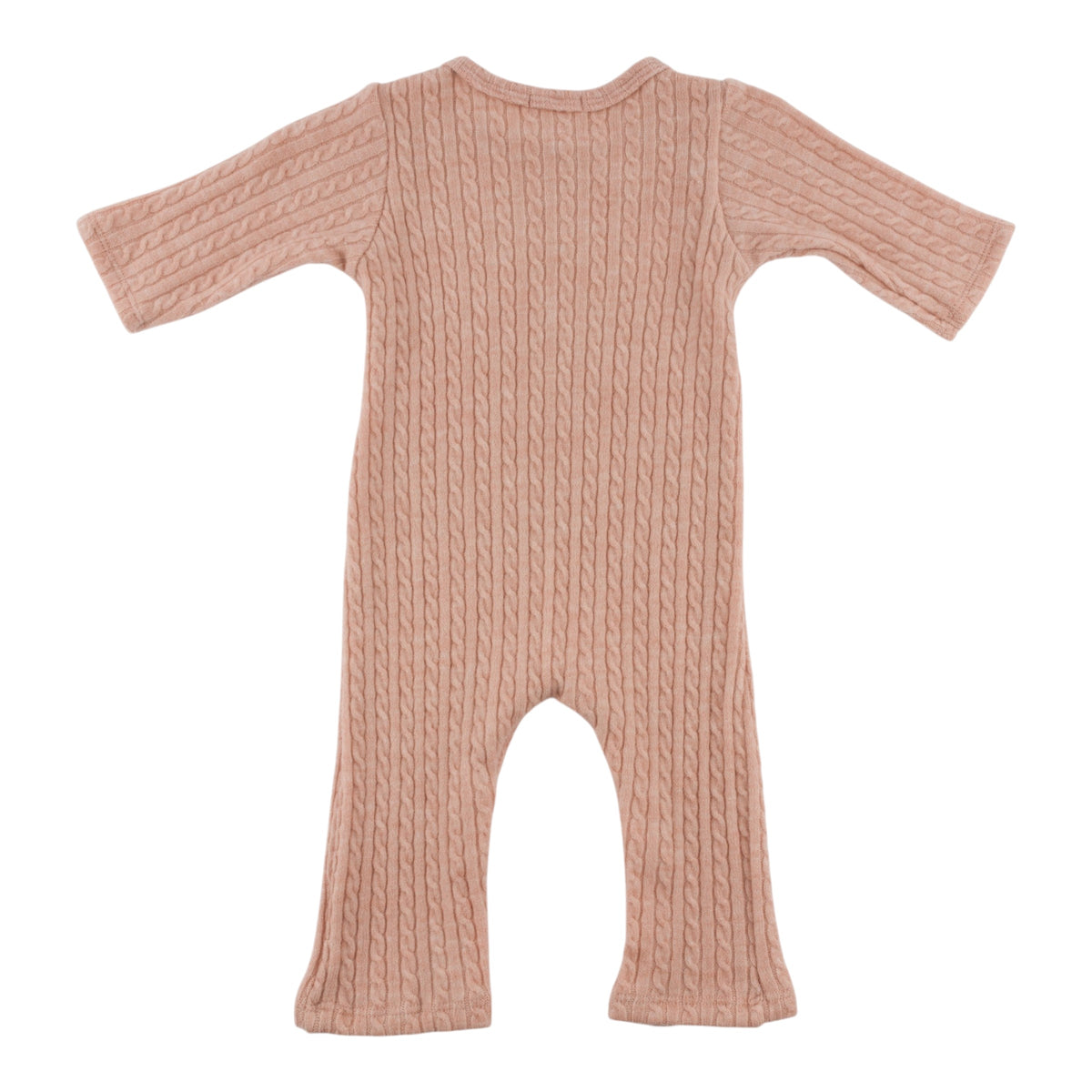 oh baby! Cable Knit Camden Romper - "Loved" - Pale Pink - Back