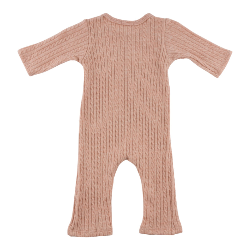 oh baby! Cable Knit Camden Romper - "Loved" - Pale Pink - Back