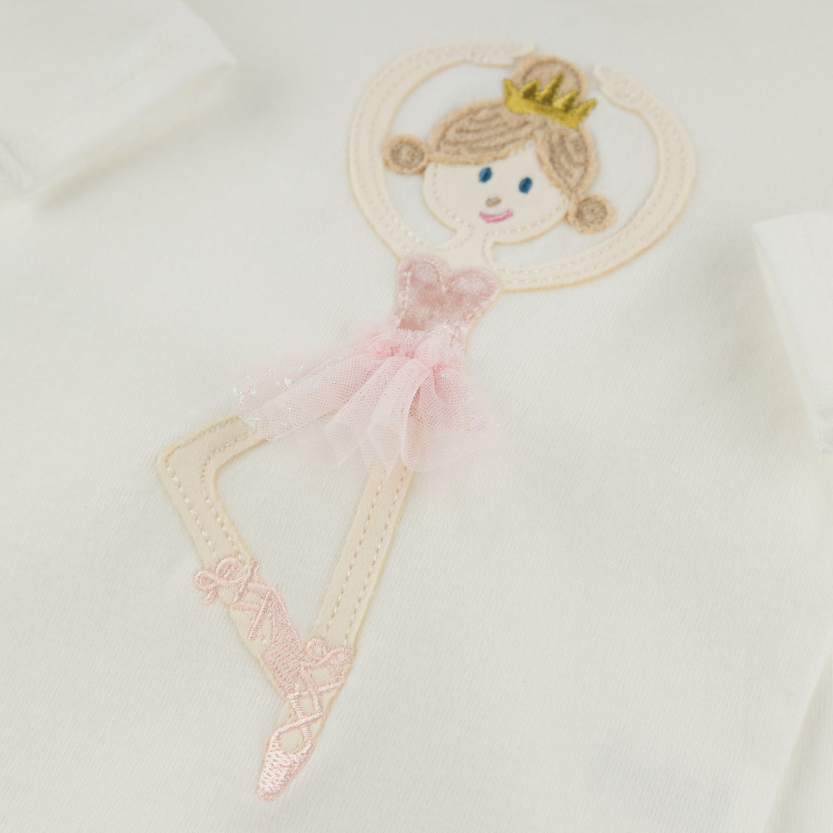 oh baby! Ballerina Applique Two Piece Set - Cream - Applique