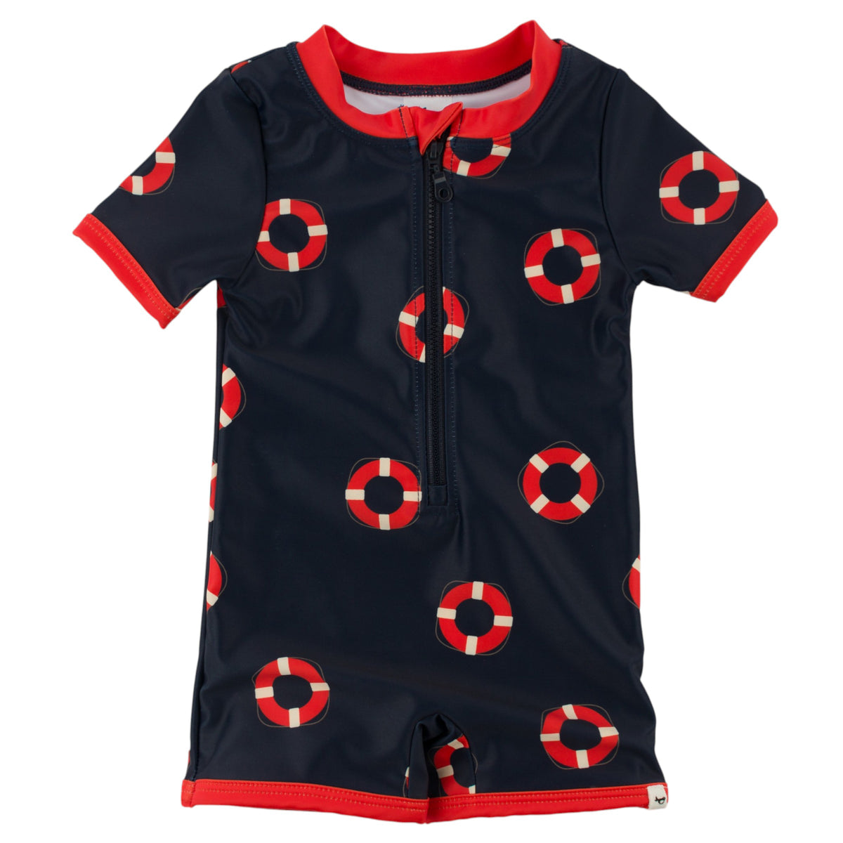 oh baby! Malibu Rashguard One Piece Swimsuit - Life Rings Print - Navy