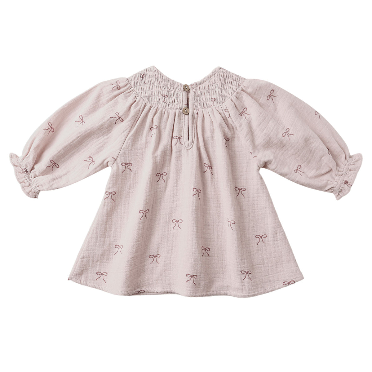 Quincy Mae V Smocked Dress - Bows - Lilac - Back