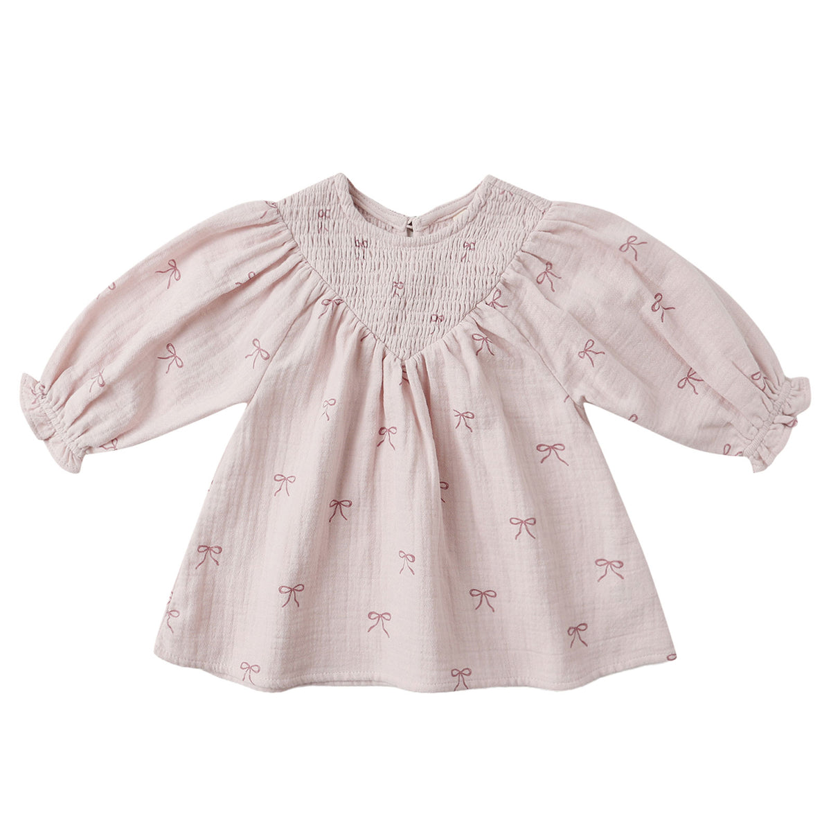 Quincy Mae V Smocked Dress - Bows - Lilac