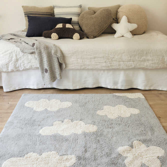 Rugcycled Washable Rug - Grey Clouds - Lifestyle