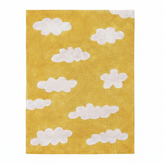 Washable Cotton Rug - Mustard Clouds