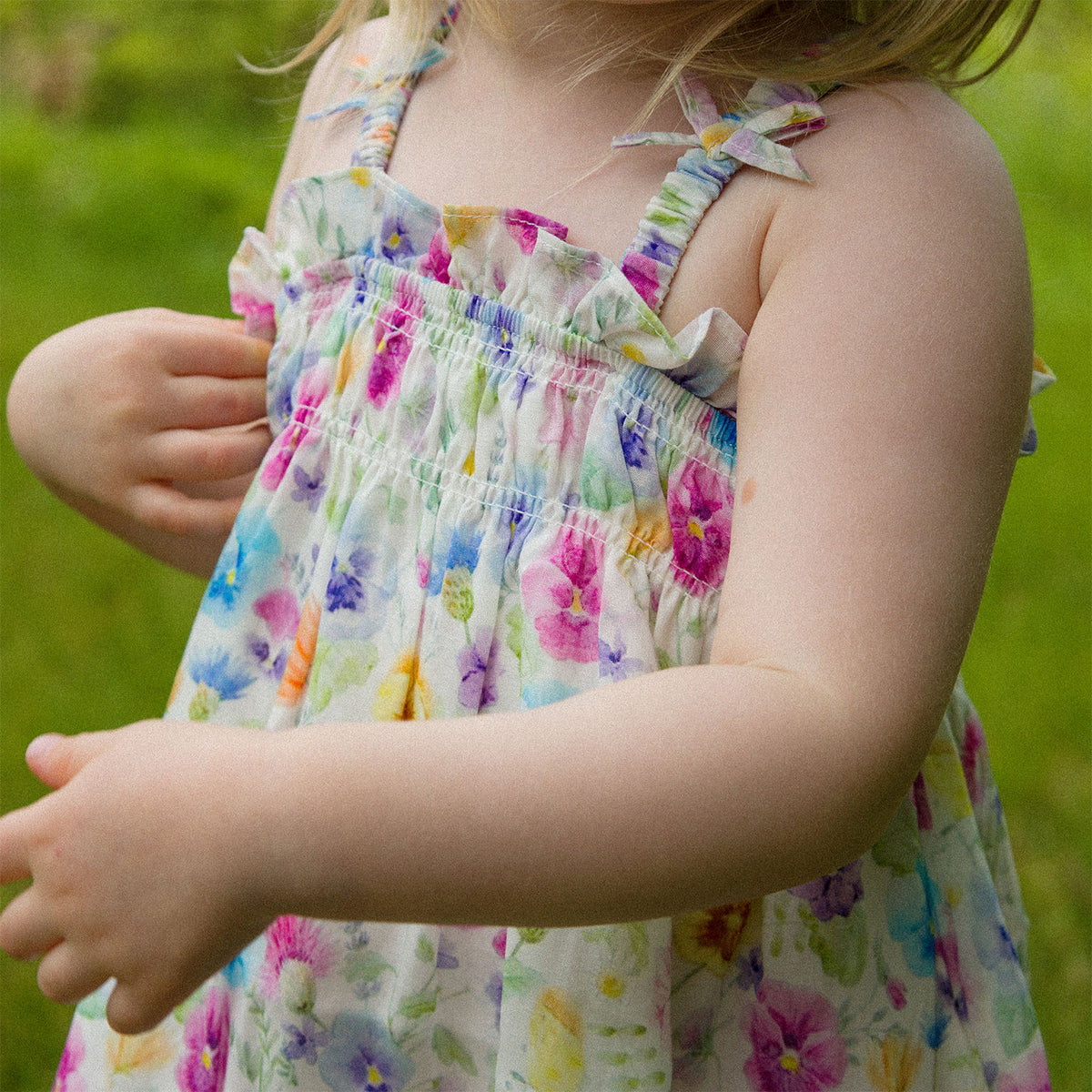 oh baby! Brandie Dress - Watercolor Wildflowers - Cream - Lifestyle Details