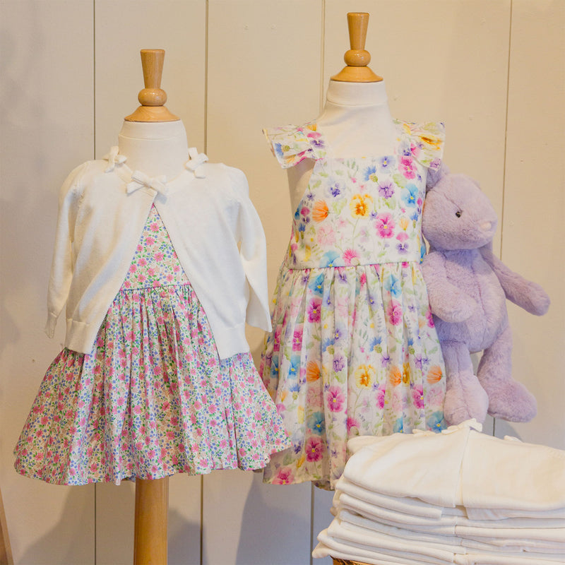 oh baby! Charlotte Dress & Panty Set - Watercolor Wildflowers - Cream - Lifestyle