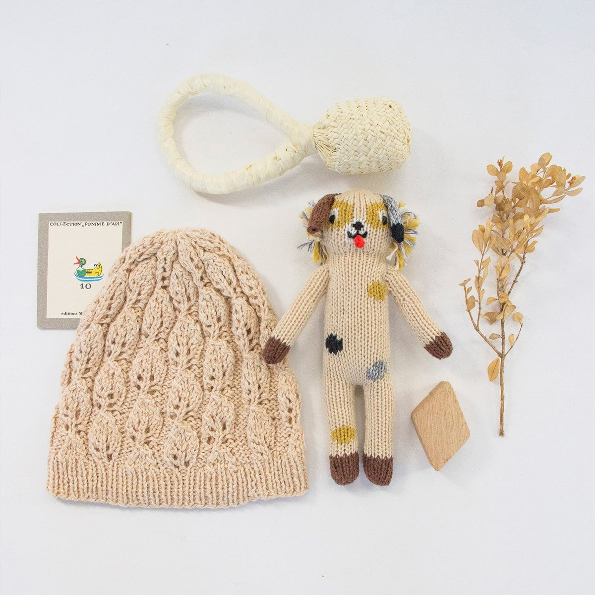 Blabla Knit Rattle - Ozzie Dog - Flat Lay