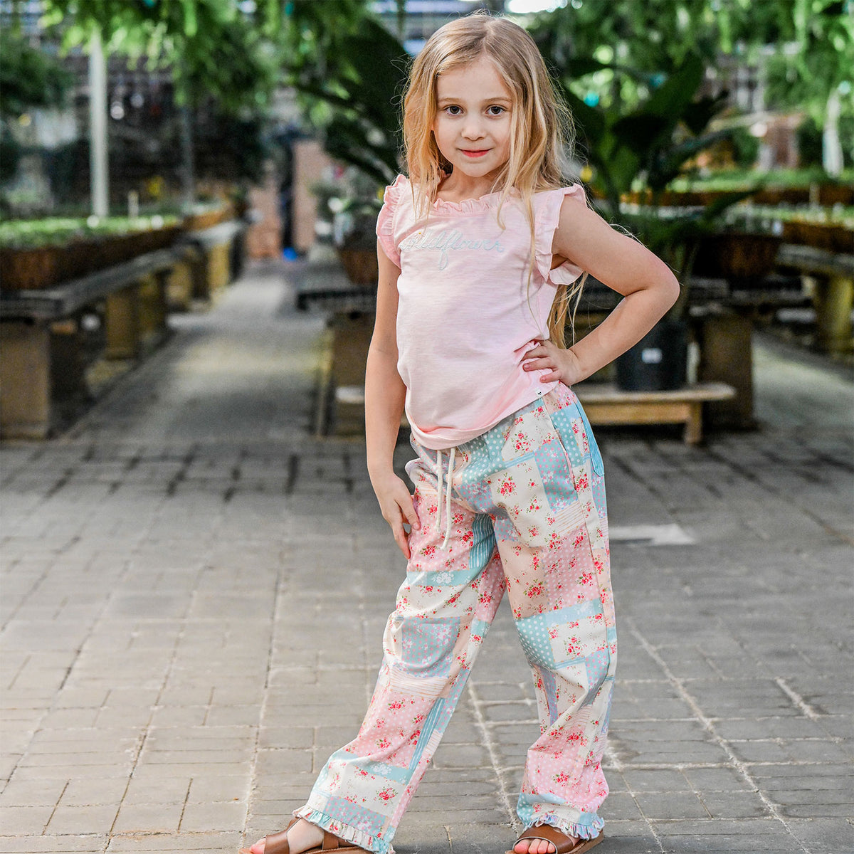 oh baby! Rebekah Tank "Wildflower" Embroidered - Pale Pink and Wildflower Pants - Lifestyle