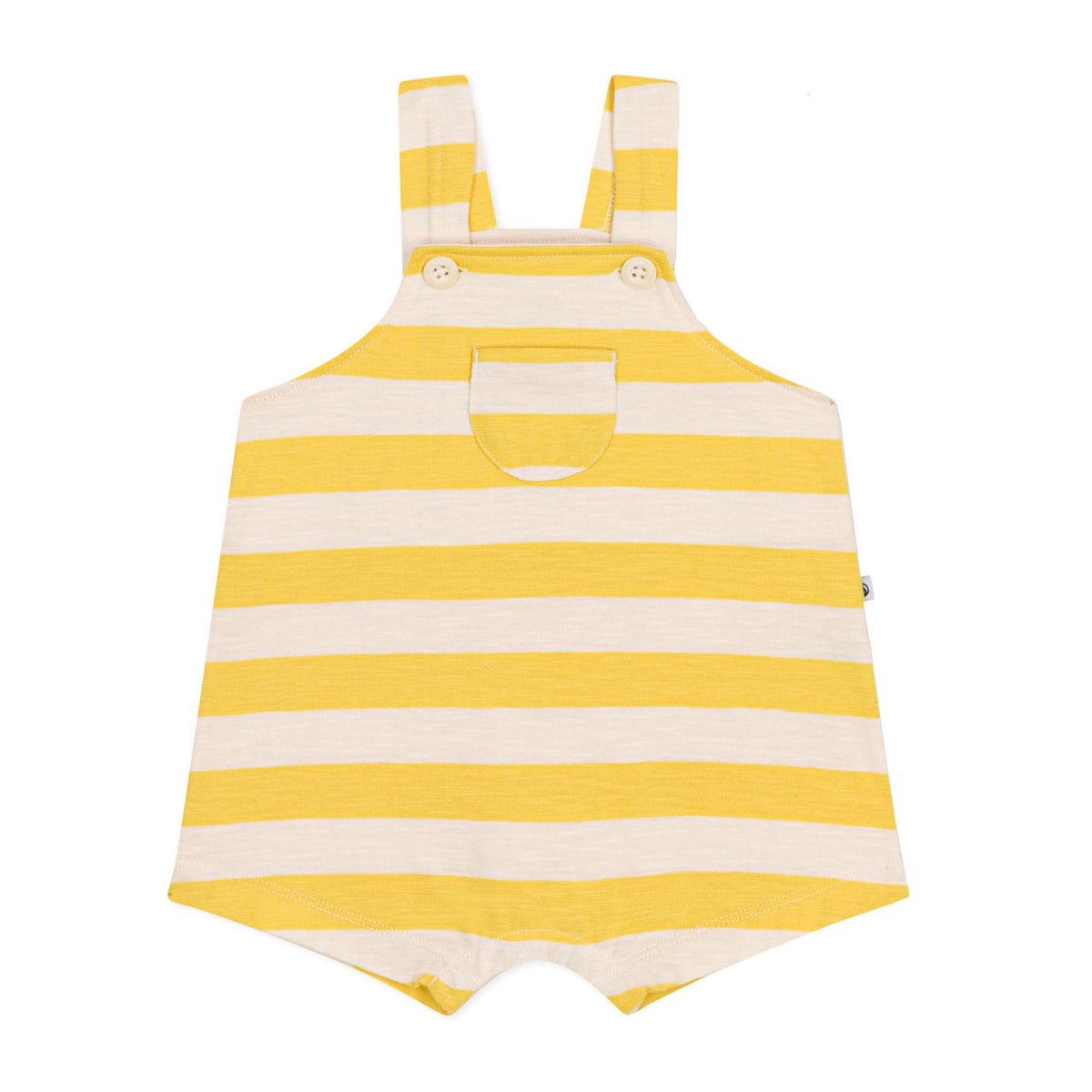 Petit Bateau Striped Short Overalls - Yellow/White