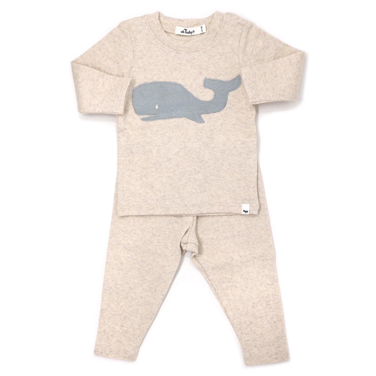 oh baby! Two Piece Set - Whale  Applique - Sand