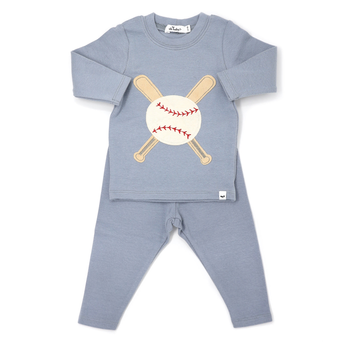 oh baby! Two Piece Set - Terry Baseball - Fog