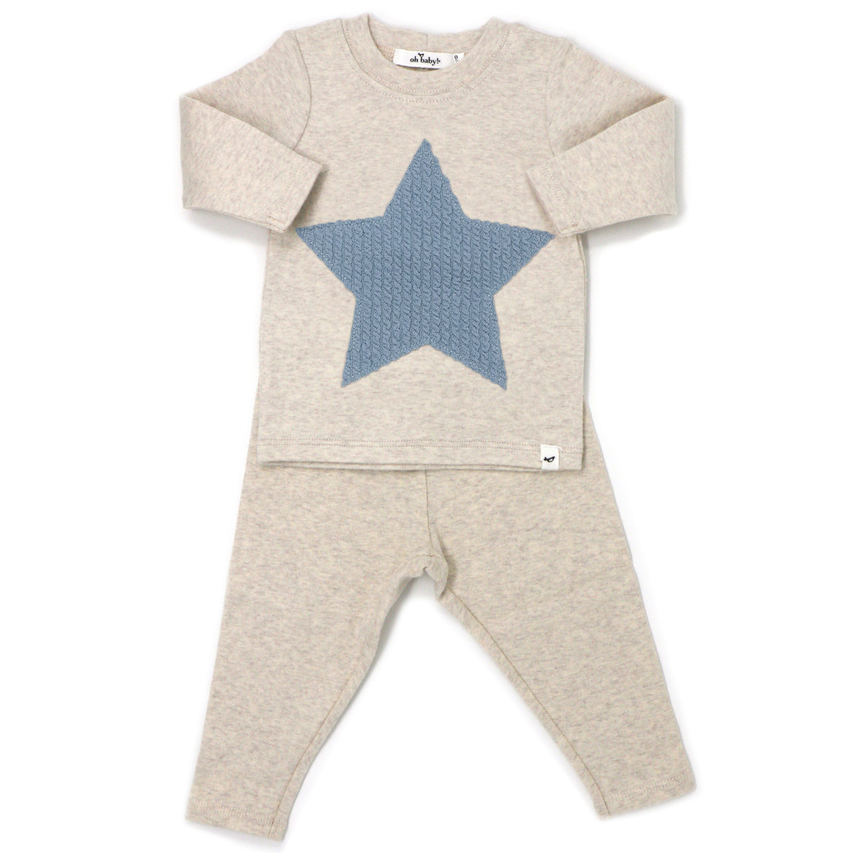 oh baby! Two Piece Set - Fog Star Applique - Sand
