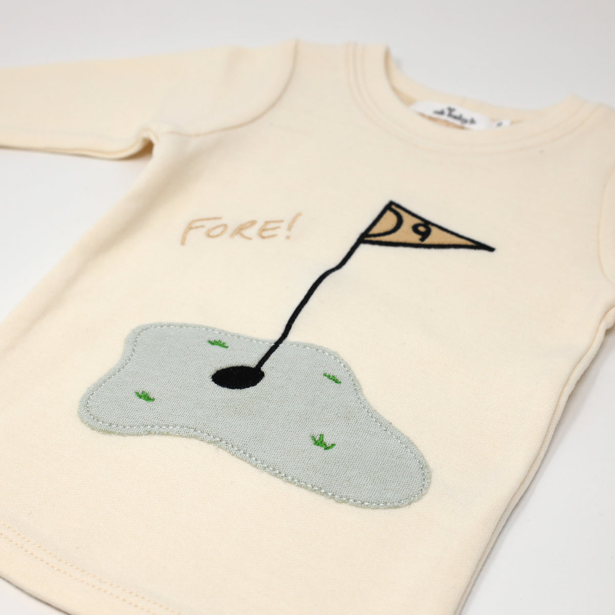 oh baby! Two Piece Set - Golf FORE! Terry Applique - Vanilla
