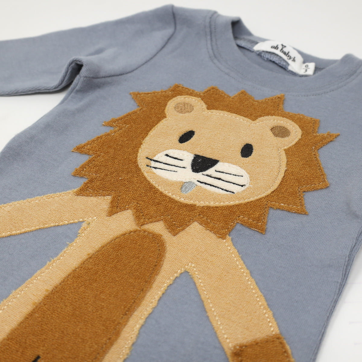 oh baby! Two Piece Set - Lion Terry Applique - Fog
