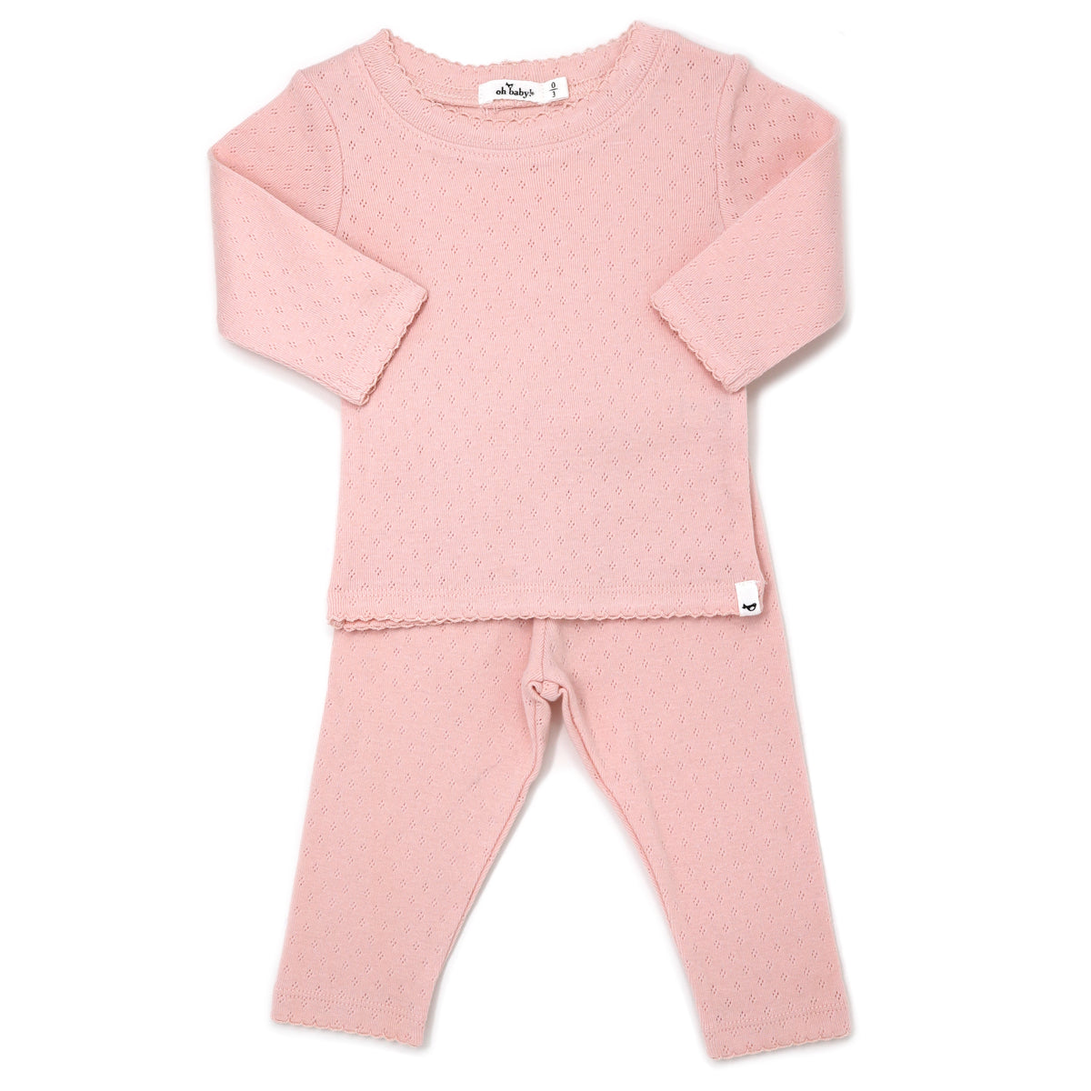 oh baby! Two Piece Set - Lettuce Edge Pointelle - Pale Pink