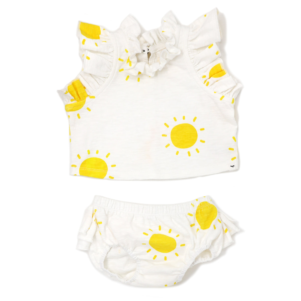 oh baby! Cotton Slub Lola Top & Tushie Set - Sunshine Print - Cream