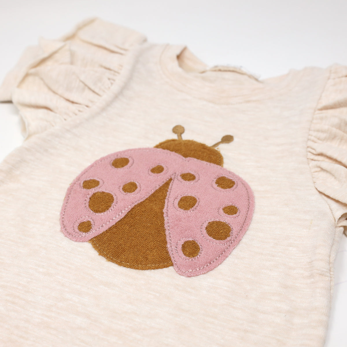 oh baby! Butterfly Sleeve Tee and Terry Ruffle Tushie - Ladybug - Blush