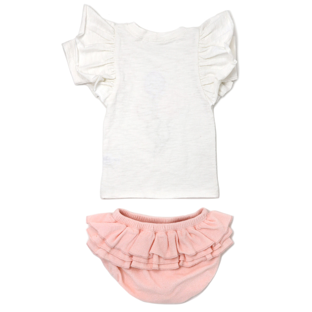 oh baby! Butterfly Sleeve Tee and Terry Ruffle Tushie - Balloon - Pale Pink