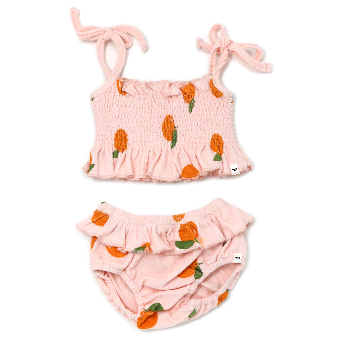oh baby! Sunsuit Set Terry - Oranges Print - Pale Pink
