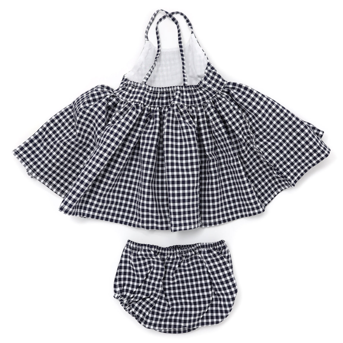 oh baby! Gauze Party Dress Gingham Print - Navy