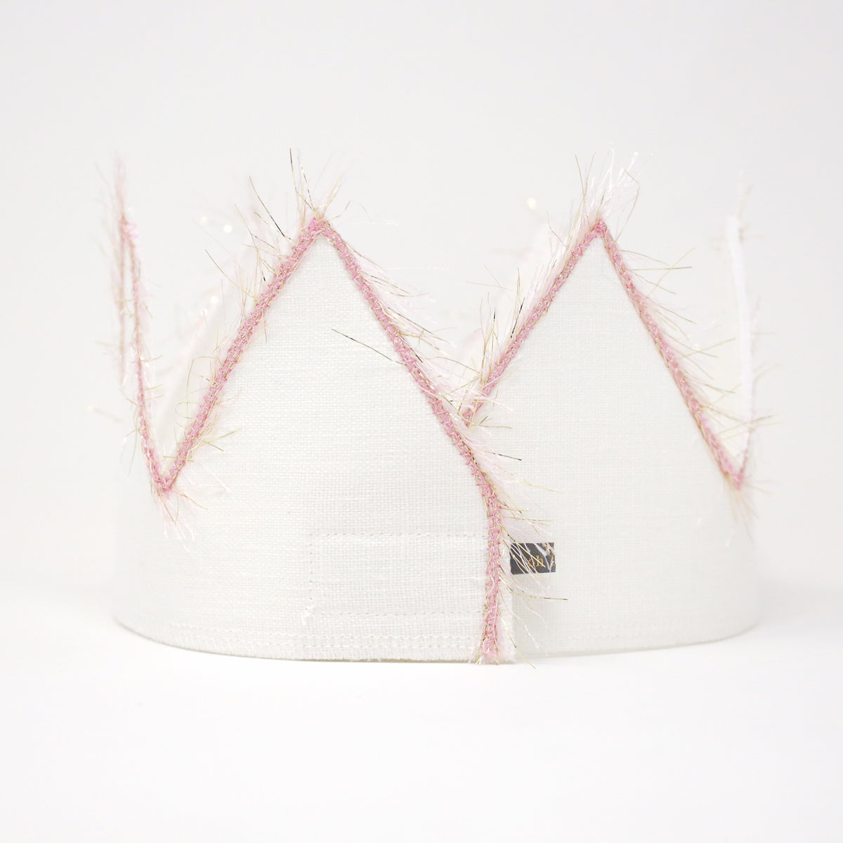 oh baby! "Two" Birthday Crown with Blush/Gold Trim on Oyster Linen